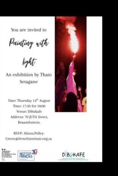 Painting with Light — solo exhibition invitation by Thato Setagane at Dibukafe, August 2025